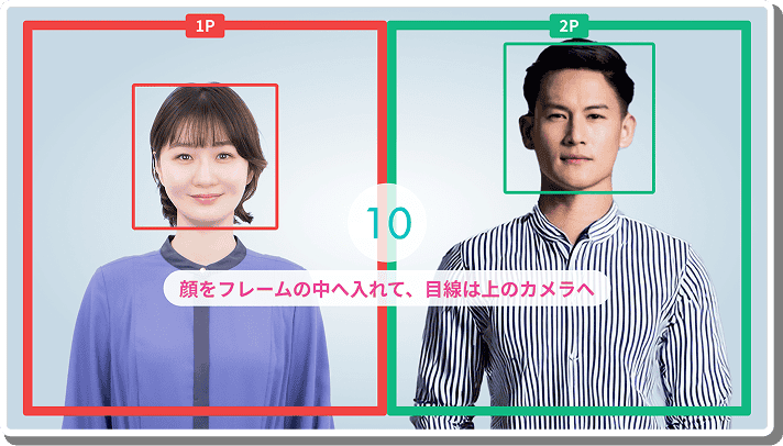 遊ぶ人数をえらんで顔写真をとるだけ!
